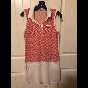 Lacoste Orange /white tennis Shirt Dress